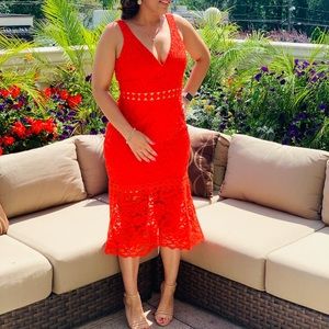 A.B.S Collection Halter Red Floral Lace Dress